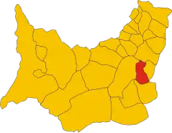 Locatie van Furtei in Zuid-Sardinië (SU)