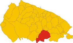 Locatie van Gioia del Colle in Bari (BA)