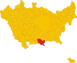 Locatie van Lacchiarella in Milaan (MI)