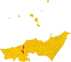 Locatie van Militello Rosmarino in Messina (ME)