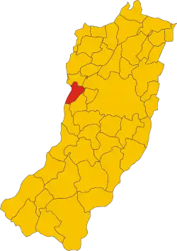 Locatie van Montecchio Emilia in Reggio Emilia (RE)