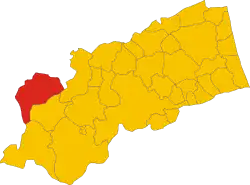 Locatie van Montemonaco in Ascoli Piceno (AP)