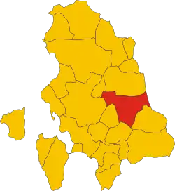 Locatie van Narcao in Zuid-Sardinië (SU)