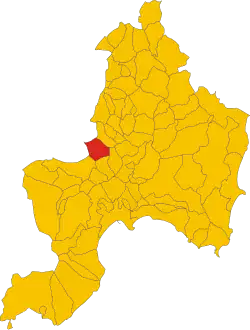 Locatie van Nuraminis in Zuid-Sardinië (SU)