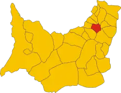 Locatie van Pauli Arbarei in Zuid-Sardinië (SU)