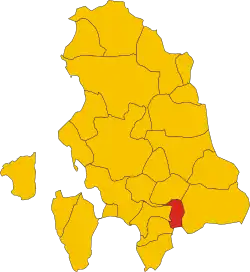 Locatie van Piscinas in Zuid-Sardinië (SU)