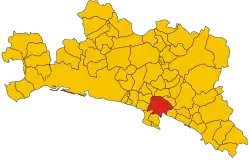 Locatie van Rapallo in Genua