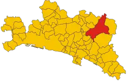 Locatie van Rezzoaglio in Genua (GE)