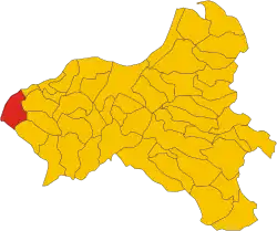 Locatie van Ricadi in Vibo Valentia (VV)