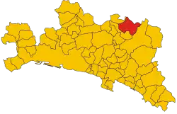 Locatie van Rovegno in Genua (GE)