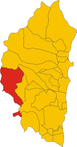Locatie van Seui in Zuid-Sardinië (SU)