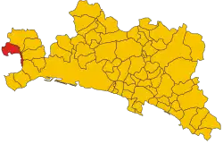 Locatie van Tiglieto in Genua (GE)
