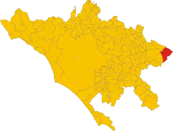 Locatie van Vallepietra in Rome (RM)