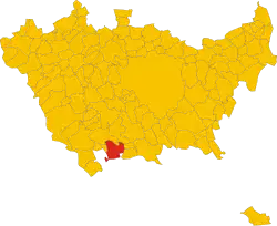 Locatie van Vernate in Milaan (MI)