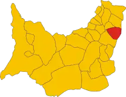 Locatie van Villanovafranca in Zuid-Sardinië (SU)