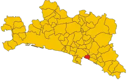 Locatie van Zoagli in Genua (GE)
