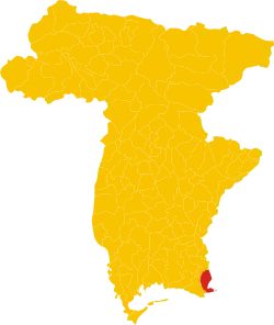 Locatie van Fiumicello in Udine (UD)