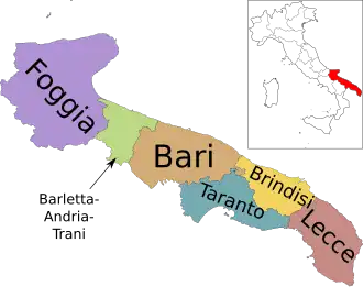 Kaart van Apulië