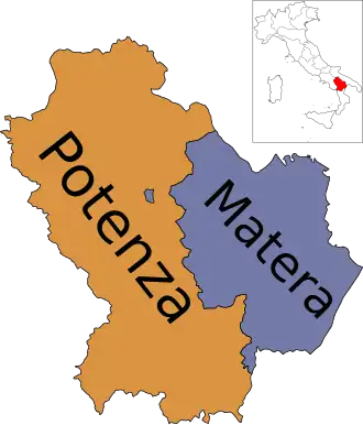 Kaart van Basilicata