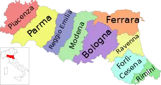 Provincies van Emilia-Romagna.
