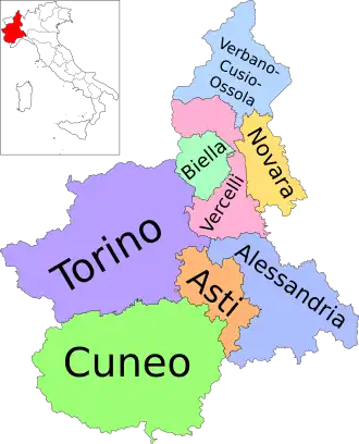 Kaart van Piëmont