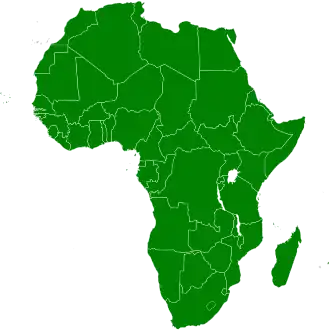 De lidstaten van de Afrikaanse Unie.