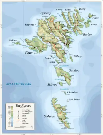 Kaart van Faeröer