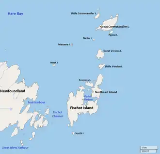 Landkaart van de Fischoteilanden