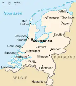 Kaart van Europees Nederland