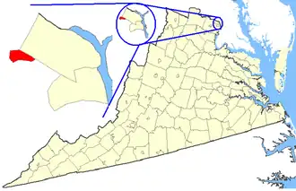 Locatie van Falls Church in Virginia