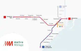 Netwerkkaart van de Metro van Málaga
