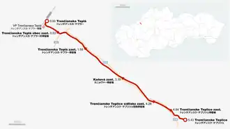 Spoorlijn Trenčianska Teplá – Trenčianske Teplice op de kaart