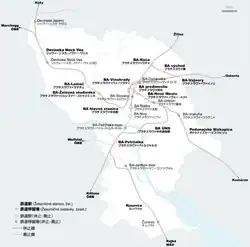 Situering ten overstaan van de andere stations in Bratislava.