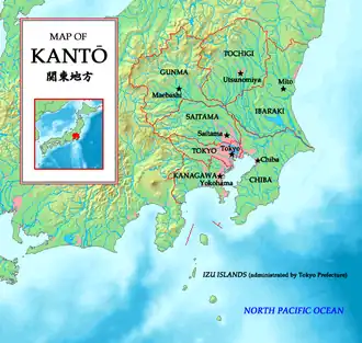Kaart van Kantō-chihō