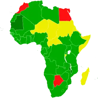 alt= ■&nbsp;Ondertekend en geratificeerd ■&nbsp;Toegetreden ■&nbsp;Alleen ondertekend, niet geratificeerd ■&nbsp;Niet ondertekend ■&nbsp;Gebiedsdelen van niet-AU-staten.[noot 1]