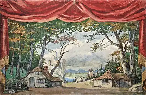 Benois' herontwerp voor het eerste bedrijf (Ballet du Théatre, 1949)