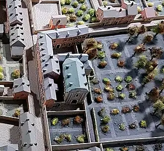 Klooster Calvariënberg vanuit het westen gezien (Maquette van Maastricht, ca. 1750)