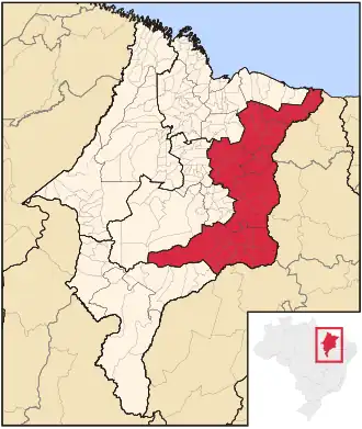 Ligging van de Braziliaanse mesoregio Leste Maranhense in Maranhão