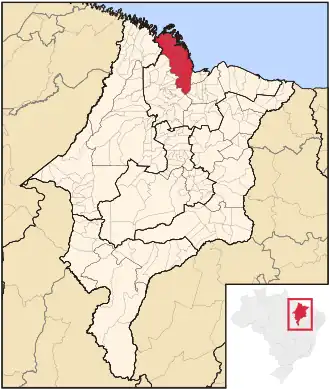 Ligging van de Braziliaanse microregio Litoral Ocidental Maranhense in Maranhão