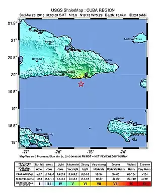 Aardbeving Cuba maart 2010