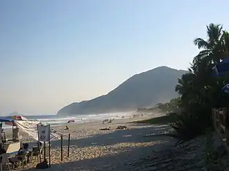Het strand Praia de Maresias in de gemeente São Sebastião