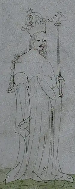 Margaretha van Brabant, prent 14e eeuw