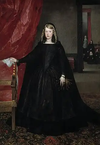 Margaretha Theresia in rouwjurk voor de dood van haar vader (1666)