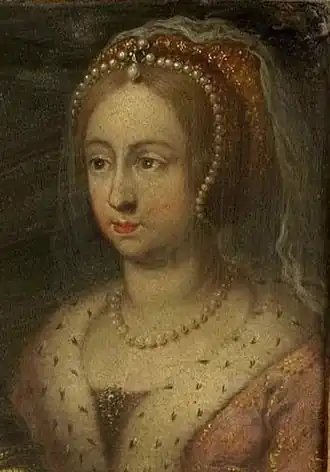 Detail uit een zeventiende-eeuws portret van Margaretha met haar man