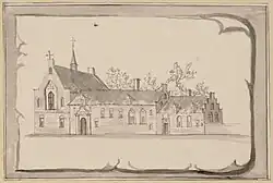 Mariaklooster in Amsterdam. Impressie op een 18e-eeuwse prent.