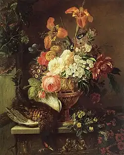 Bloemstilleven met fazant