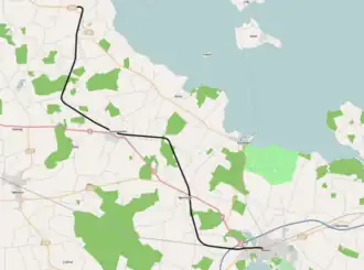 Spoorlijn Maribo - Torrig op de kaart