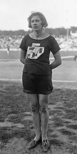 Marie Mejzlíková tijdens de Wereldspelen voor vrouwen in 1922.