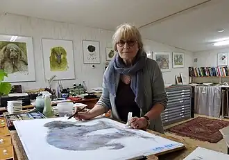 Marie-Hélène Stokkink in haar atelier in Leersum