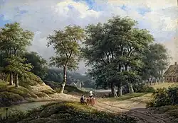Marinus Adrianus Koekkoek: Hollands landschap met boerenfamilie